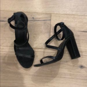 Tibi black snakeskin heels